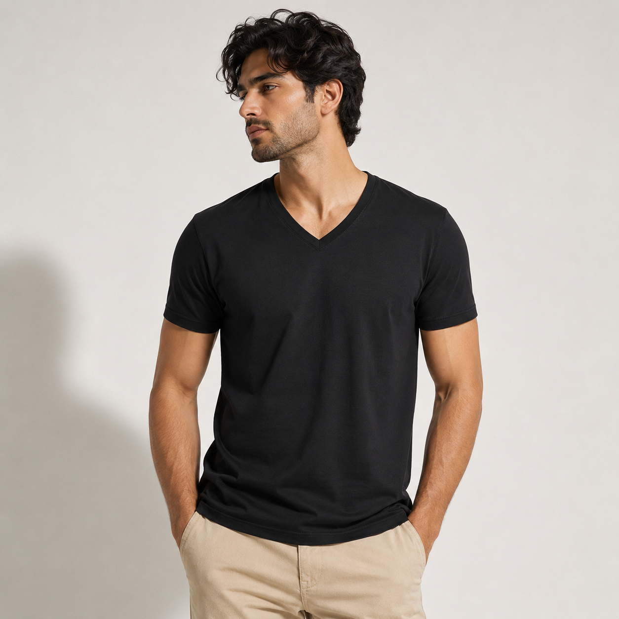 Men's Premium V-Neck T-Shirt | Soft Cotton Blend Short Sleeve Everyday Tee