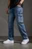Men's Premium Denim Cargo Pants With Multiple Pockets