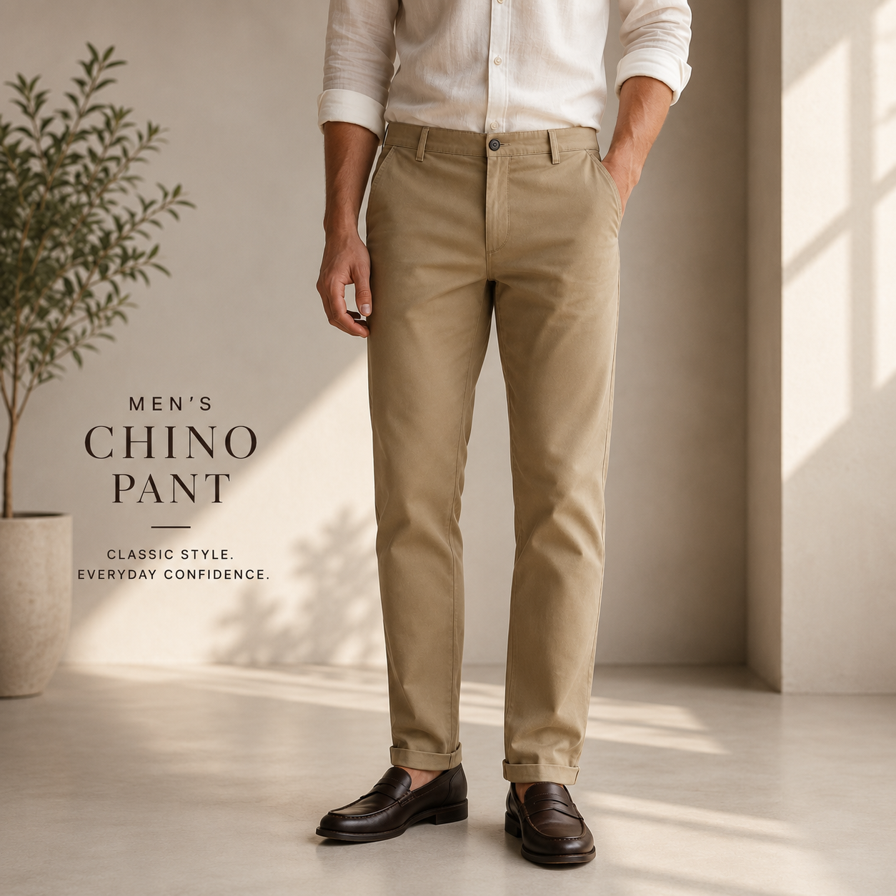 Men's Premium Slim Fit Twill Chino Pants | Stretch Cotton Casual Trousers